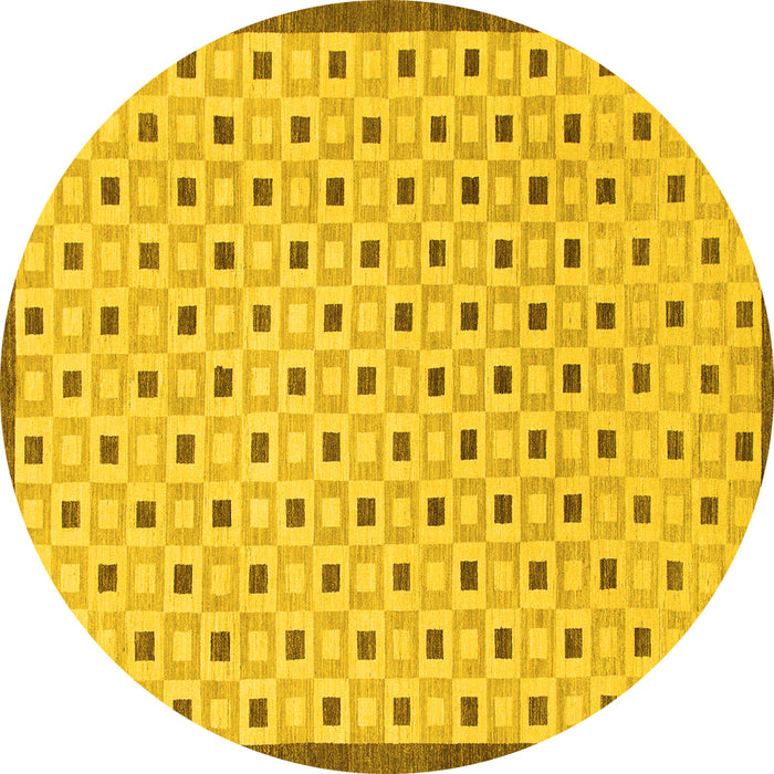 Round Solid Yellow Modern Rug, abs1430yw