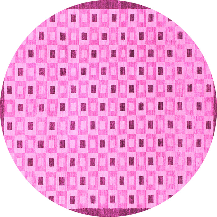 Round Machine Washable Solid Pink Modern Rug, wshabs1430pnk
