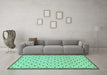 Machine Washable Solid Turquoise Modern Area Rugs in a Living Room,, wshabs1430turq