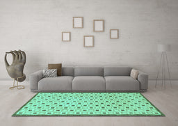 Machine Washable Solid Turquoise Modern Area Rugs in a Living Room,, wshabs1430turq