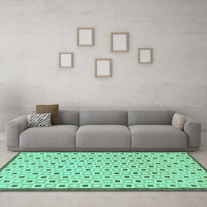 Machine Washable Solid Turquoise Modern Area Rugs in a Living Room,, wshabs1430turq