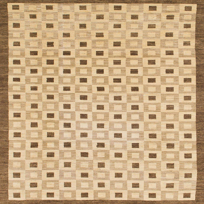 Square Machine Washable Abstract Bronze Brown Rug, wshabs1430