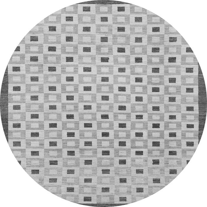 Round Machine Washable Solid Gray Modern Rug, wshabs1430gry