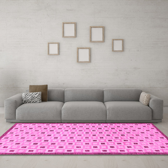 Machine Washable Solid Pink Modern Rug in a Living Room, wshabs1430pnk