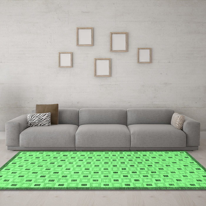 Machine Washable Solid Emerald Green Modern Area Rugs in a Living Room,, wshabs1430emgrn