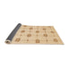 Sideview of Abstract Brown Gold Solid Rug, abs1431