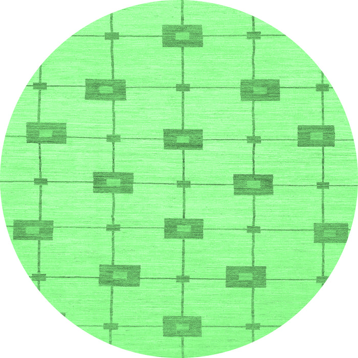 Round Machine Washable Solid Emerald Green Modern Area Rugs, wshabs1431emgrn