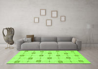 Machine Washable Solid Green Modern Rug, wshabs1431grn