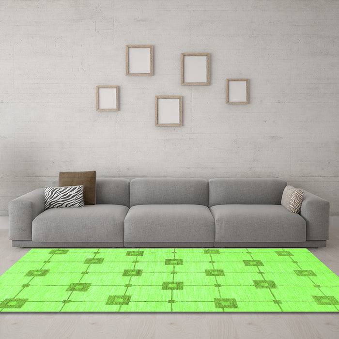Machine Washable Solid Green Modern Area Rugs in a Living Room,, wshabs1431grn
