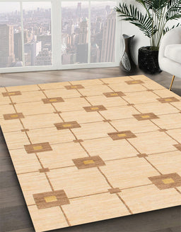 Abstract Brown Gold Solid Rug in Family Room, abs1431