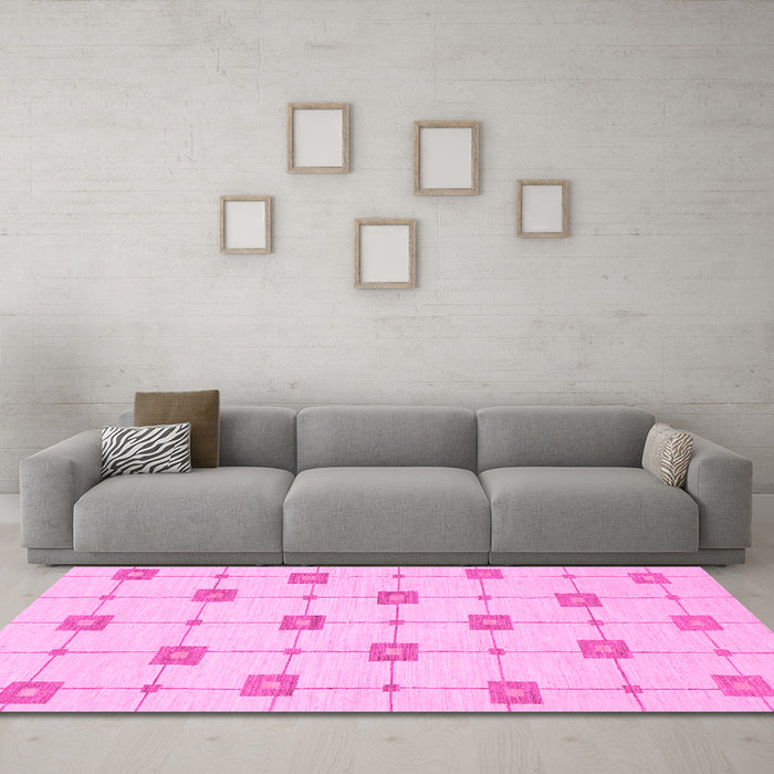 Machine Washable Solid Pink Modern Rug in a Living Room, wshabs1431pnk