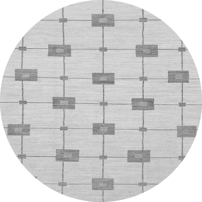 Round Machine Washable Solid Gray Modern Rug, wshabs1431gry