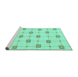 Sideview of Machine Washable Solid Turquoise Modern Area Rugs, wshabs1431turq
