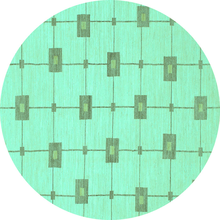 Round Solid Turquoise Modern Rug, abs1431turq