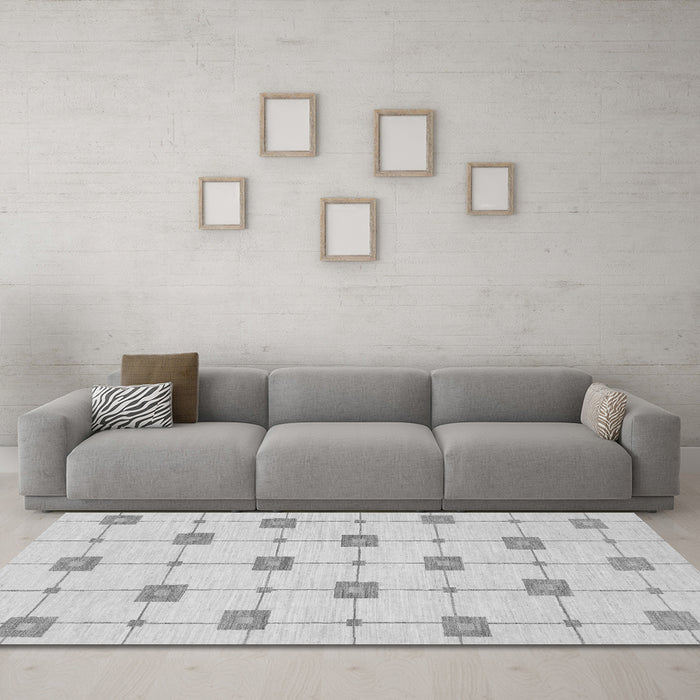 Machine Washable Solid Gray Modern Rug in a Living Room,, wshabs1431gry