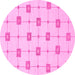 Round Machine Washable Solid Pink Modern Rug, wshabs1431pnk