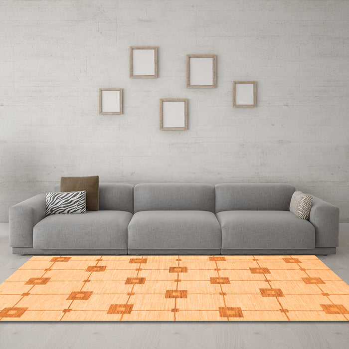 Machine Washable Solid Orange Modern Area Rugs in a Living Room, wshabs1431org