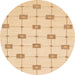 Round Abstract Brown Gold Solid Rug, abs1431