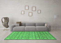 Machine Washable Abstract Emerald Green Modern Rug, wshabs1432emgrn