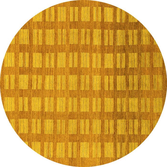 Round Abstract Yellow Modern Rug, abs1432yw