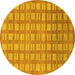 Round Abstract Yellow Modern Rug, abs1432yw