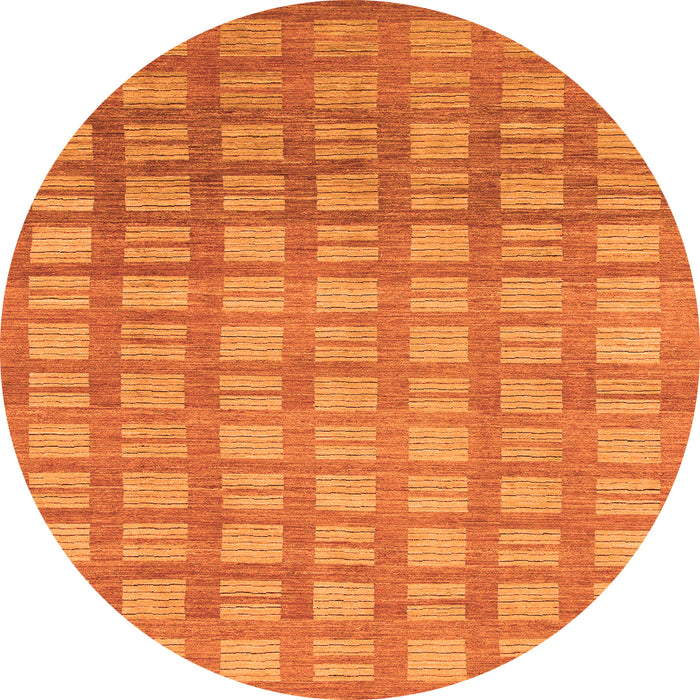 Round Machine Washable Abstract Orange Modern Area Rugs, wshabs1432org