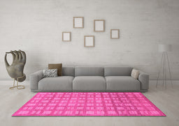 Machine Washable Abstract Pink Modern Rug in a Living Room, wshabs1432pnk