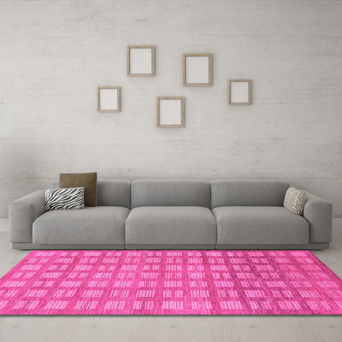 Machine Washable Abstract Pink Modern Rug in a Living Room, wshabs1432pnk