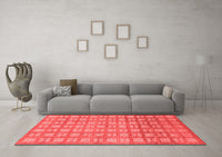 Machine Washable Abstract Red Modern Rug, wshabs1432red