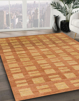 Machine Washable Abstract Orange Red Rug in a Family Room, wshabs1432