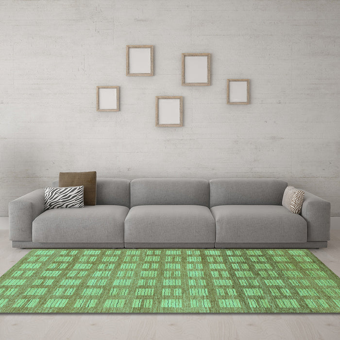 Machine Washable Abstract Turquoise Modern Area Rugs in a Living Room,, wshabs1432turq