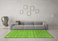 Machine Washable Abstract Green Modern Rug, wshabs1432grn