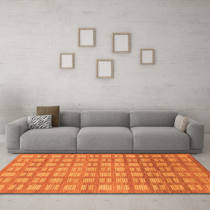 Machine Washable Abstract Orange Modern Area Rugs in a Living Room, wshabs1432org