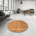 Round Abstract Orange Red Modern Rug in a Office, abs1432