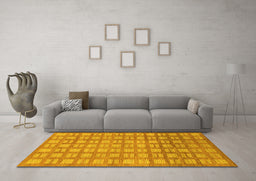 Machine Washable Abstract Yellow Modern Rug in a Living Room, wshabs1432yw