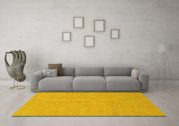 Machine Washable Abstract Yellow Modern Rug in a Living Room, wshabs1433yw