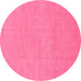 Round Machine Washable Abstract Pink Modern Rug, wshabs1433pnk