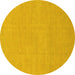 Round Abstract Yellow Modern Rug, abs1433yw