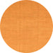 Round Machine Washable Abstract Orange Modern Area Rugs, wshabs1433org