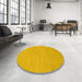 Round Abstract Orange Modern Rug in a Office, abs1433