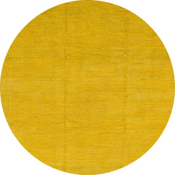 Round Machine Washable Abstract Orange Rug, wshabs1433