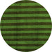 Round Machine Washable Abstract Green Modern Area Rugs, wshabs1434grn