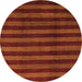 Round Machine Washable Abstract Orange Modern Area Rugs, wshabs1434org