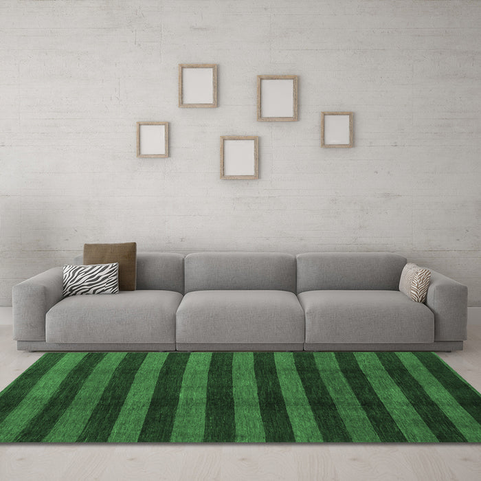 Machine Washable Abstract Emerald Green Modern Area Rugs in a Living Room,, wshabs1434emgrn