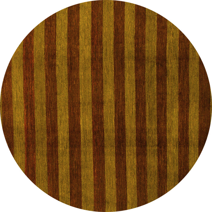 Round Machine Washable Abstract Yellow Modern Rug, wshabs1434yw