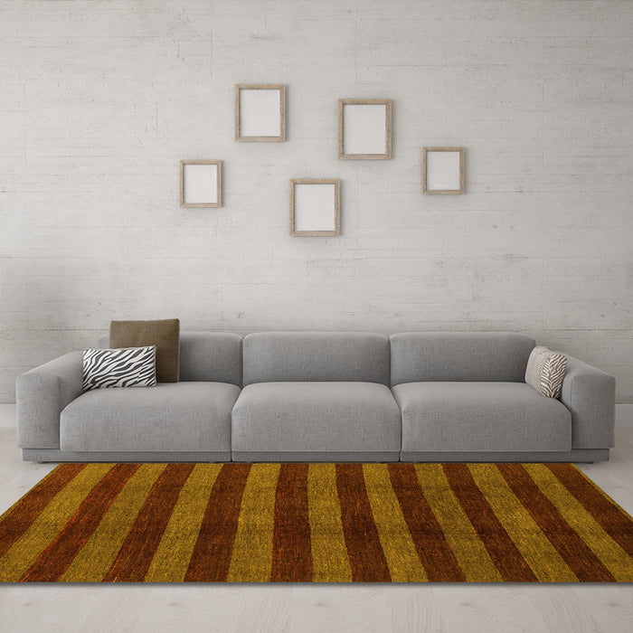 Machine Washable Abstract Yellow Modern Rug in a Living Room, wshabs1434yw