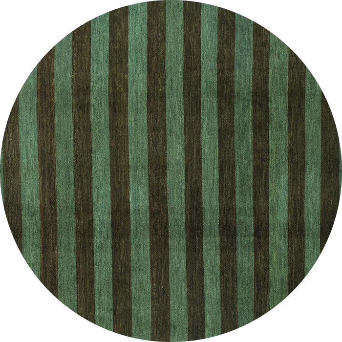 Round Machine Washable Abstract Turquoise Modern Area Rugs, wshabs1434turq
