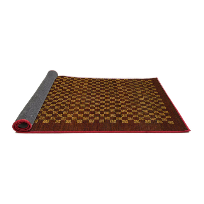 Sideview of Abstract Maroon Red Checkered Rug, abs1435