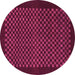 Round Machine Washable Checkered Pink Modern Rug, wshabs1435pnk
