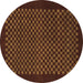 Round Machine Washable Checkered Brown Modern Rug, wshabs1435brn